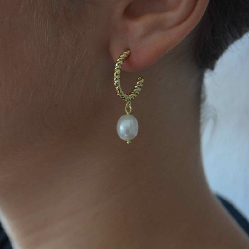 PEARL HOOP EARRINGS - CORAZUL "TAHITI" Corazul Shop