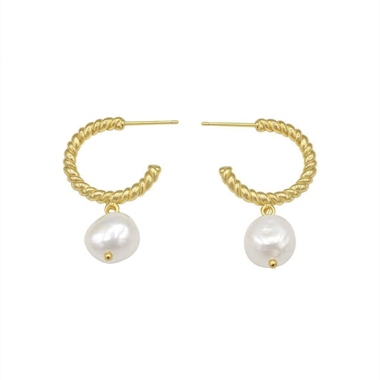 PEARL HOOP EARRINGS - CORAZUL 